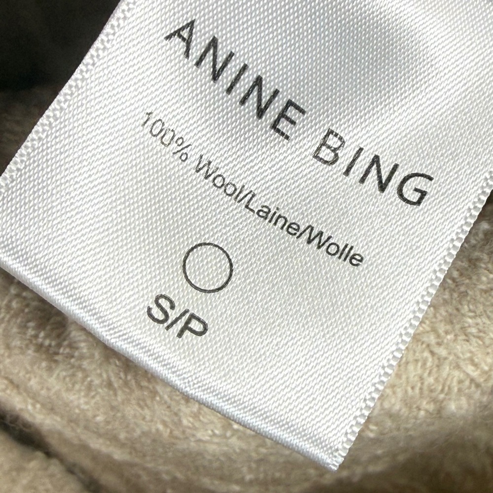 Anine Bing Beige 100% Wool Ribbed Mock Neck Midi Dress Small A-02-3183-280 - Picture 3 of 10